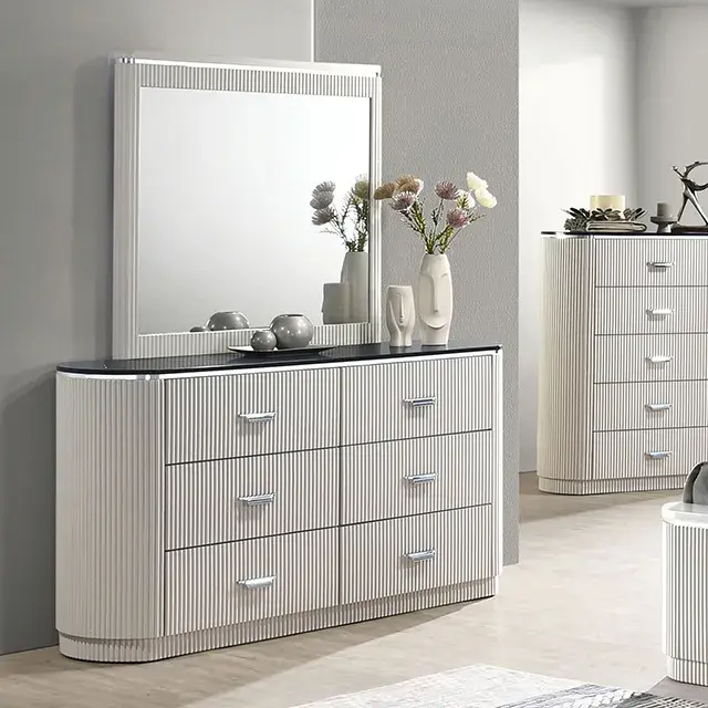 Contemporary Light Gray Nightstand — Nightstand, view 3
