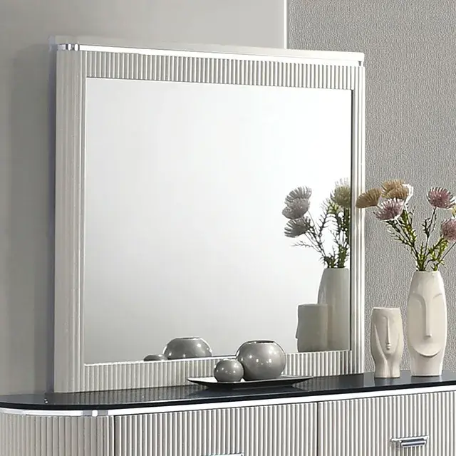 Contemporary Light Gray Nightstand — Nightstand, view 4