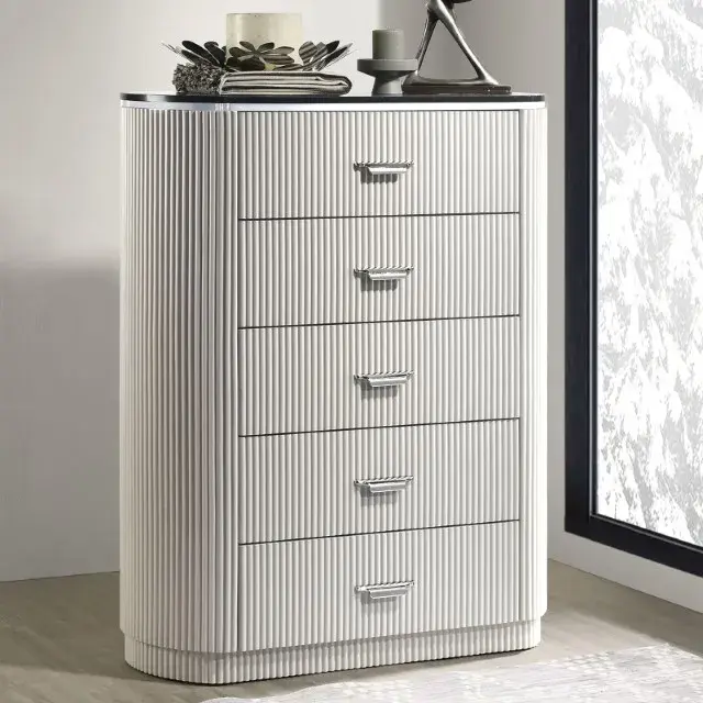 Contemporary Light Gray Nightstand — Nightstand, view 5