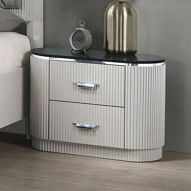 Contemporary Light Gray Nightstand — Nightstand, view 6