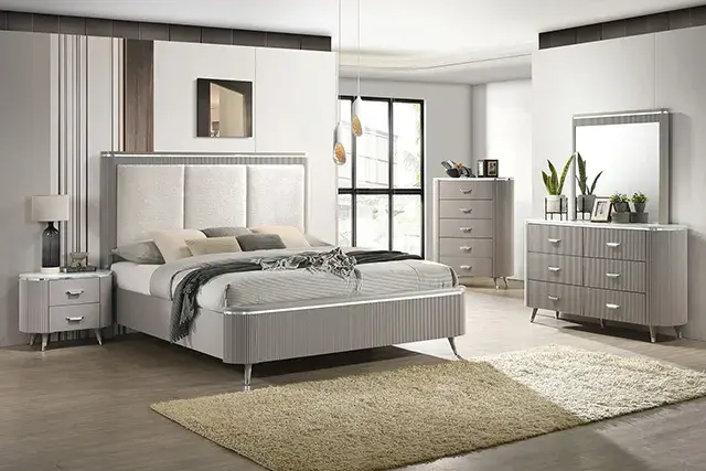 Contemporary Light Gray Nightstand (Aldridge) — Nightstand, view 3