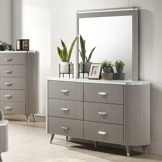 Contemporary Light Gray Nightstand (Aldridge) — Nightstand, view 4