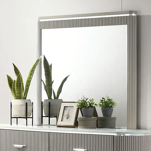 Contemporary Light Gray Nightstand (Aldridge) — Nightstand, view 2