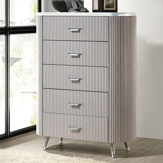 Contemporary Light Gray Nightstand (Aldridge) — Nightstand, view 6
