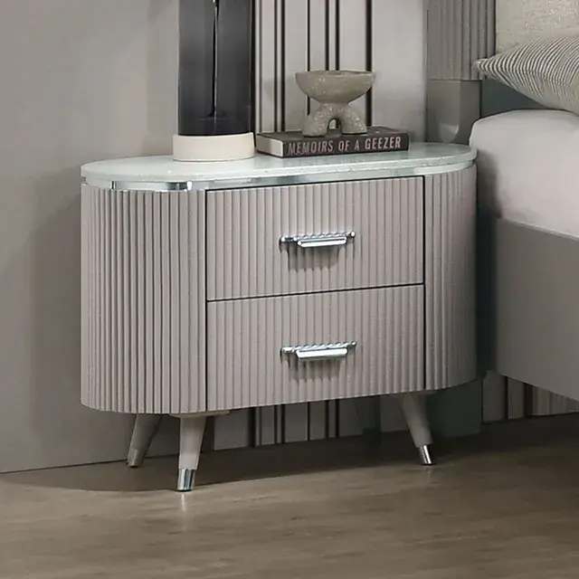 Contemporary Light Gray Nightstand (Aldridge) — Nightstand, view 7