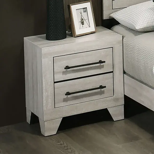 Contemporary Light Gray Nightstand (Dubuque) — Nightstand, main view