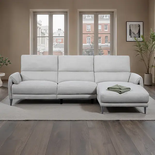 Contemporary Light Gray Power Reclining Sectional — Sofa, main view