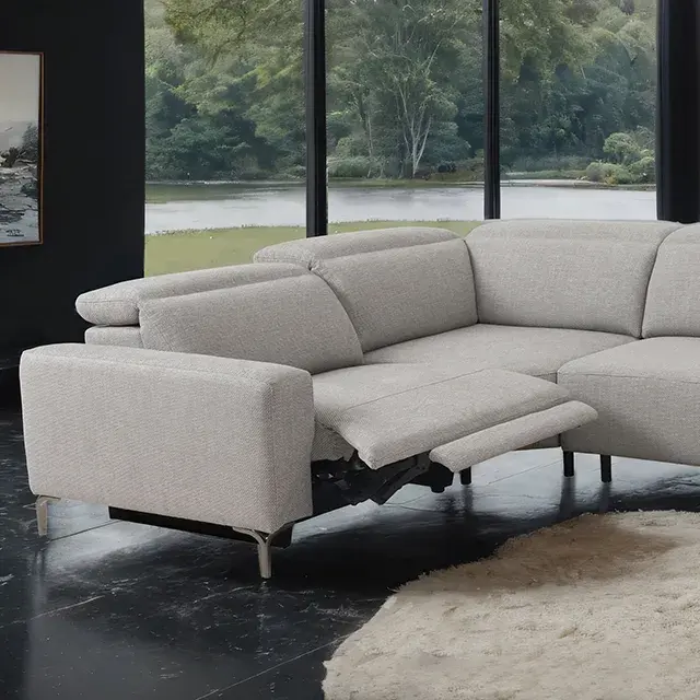 Contemporary Light Gray Power Reclining Sectional (Melancton) — Sofa, main view
