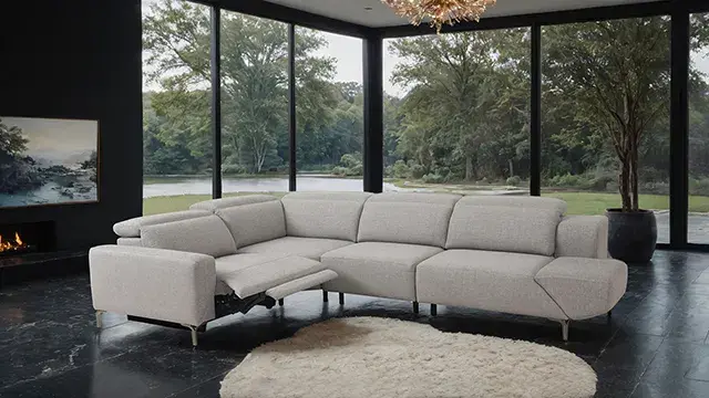 Contemporary Light Gray Power Reclining Sectional (Melancton) — Sofa, view 3