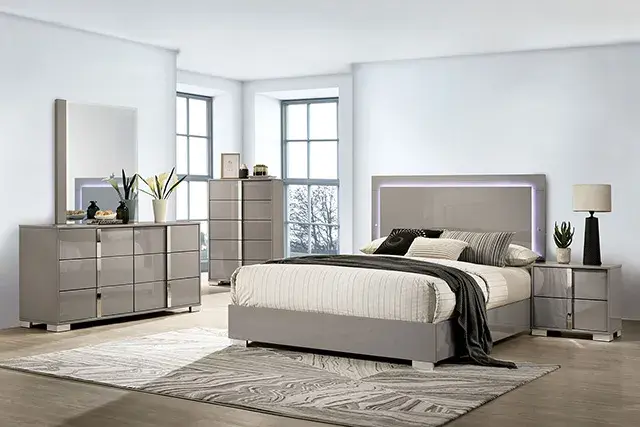 Contemporary Light Taupe Nightstand — Nightstand, view 2