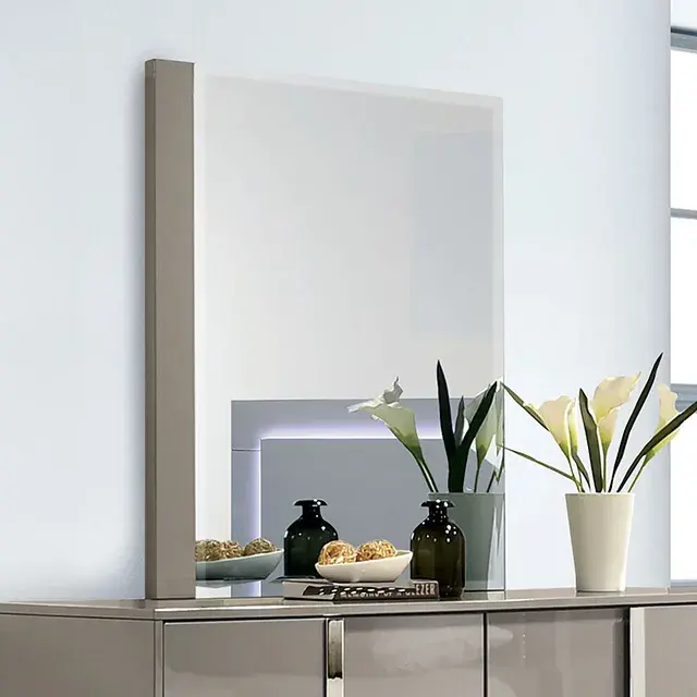 Contemporary Light Taupe Nightstand — Nightstand, view 4