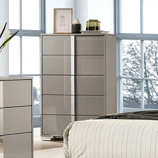 Contemporary Light Taupe Nightstand — Nightstand, view 5