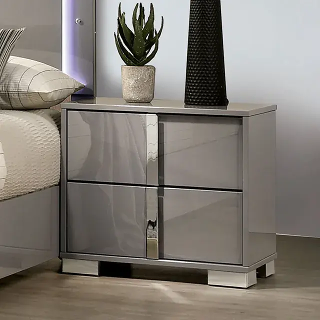 Contemporary Light Taupe Nightstand — Nightstand, view 6