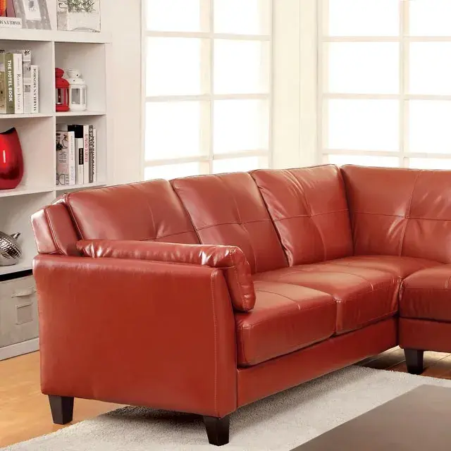 Contemporary Mahogany Red Sectional Sofa — Sofa, main view