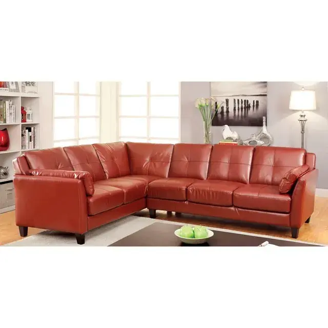 Contemporary Mahogany Red Sectional Sofa — Sofa, view 2