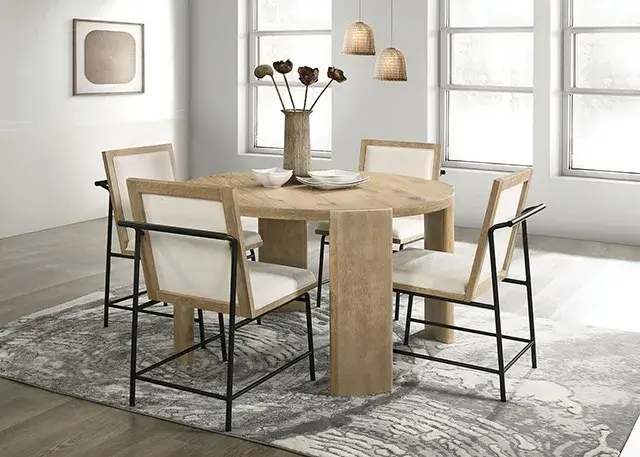 Contemporary Oak Dining Set — Dining Table, view 2