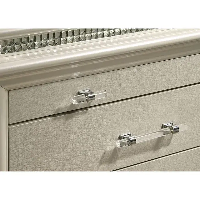 Contemporary Pearl White, White Queen Bedroom Set — Bed Frame, view 6