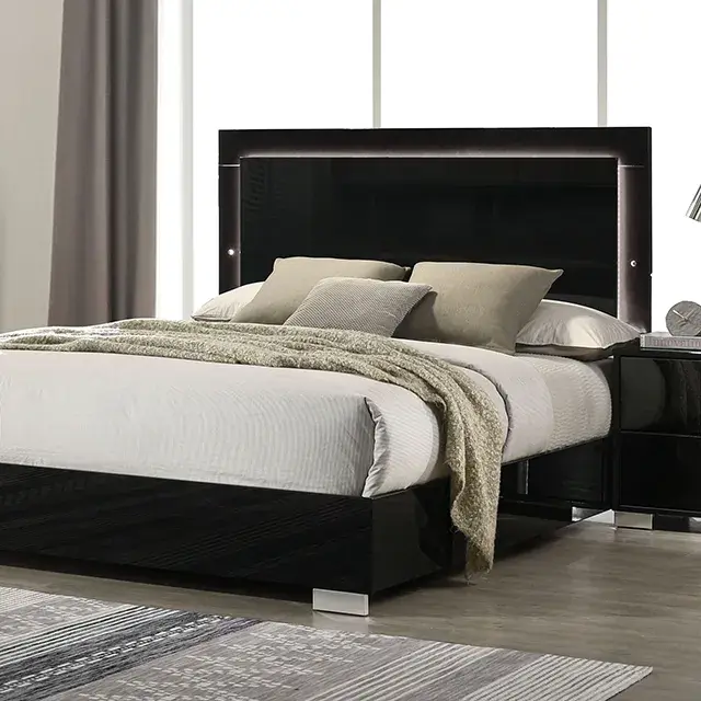 Contemporary Piano Black Nightstand — Nightstand, view 2