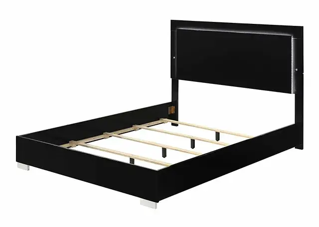 Contemporary Piano Black Queen Bedroom Set — Bed Frame, view 4