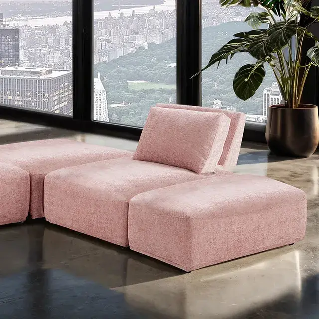 Contemporary Pink Modular Sectional — Sofa, view 6