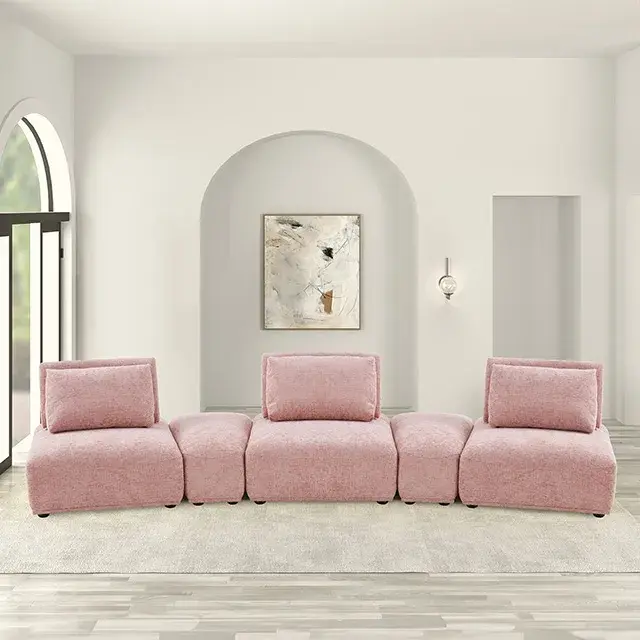 Contemporary Pink Modular Sectional — Sofa, view 7