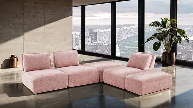 Contemporary Pink Modular Sectional — Sofa, main view