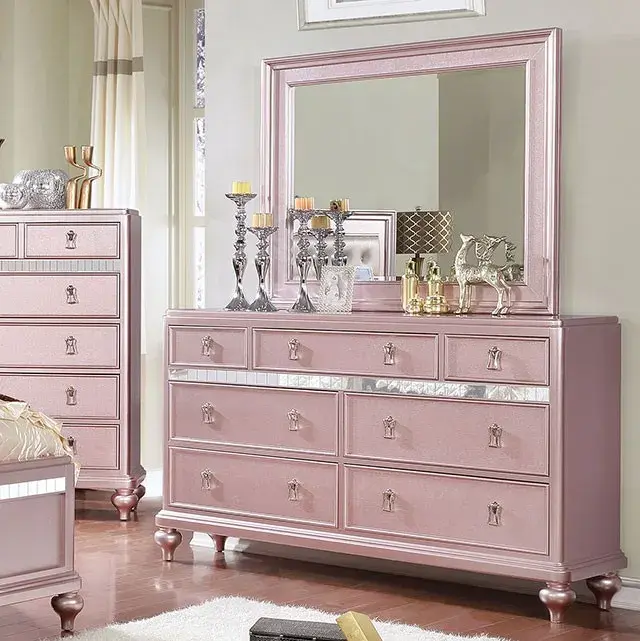 Contemporary Rose Gold Nightstand — Nightstand, view 3