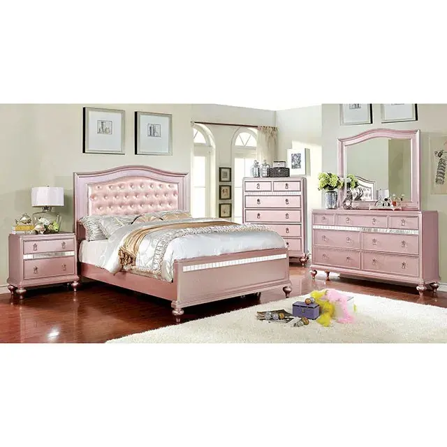 Contemporary Rose Gold Nightstand — Nightstand, view 2