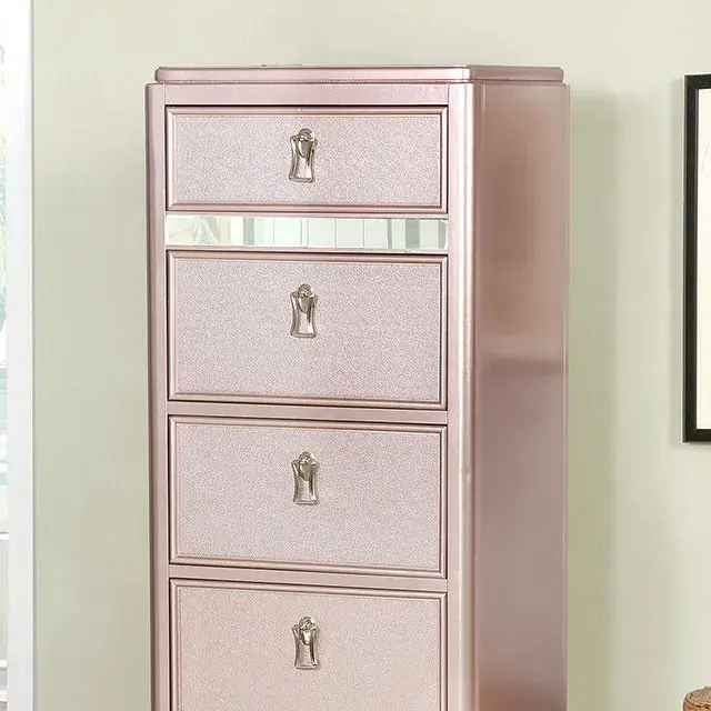 Contemporary Rose Gold Nightstand — Nightstand, view 5