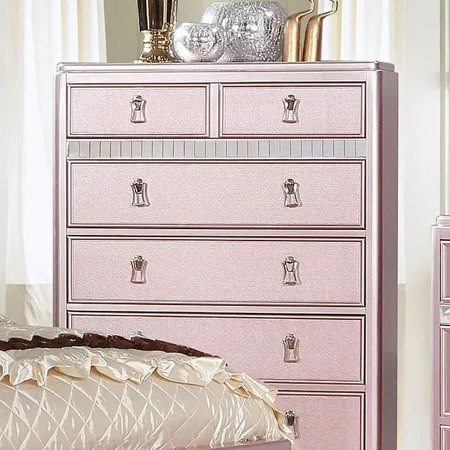 Contemporary Rose Gold Nightstand — Nightstand, view 6