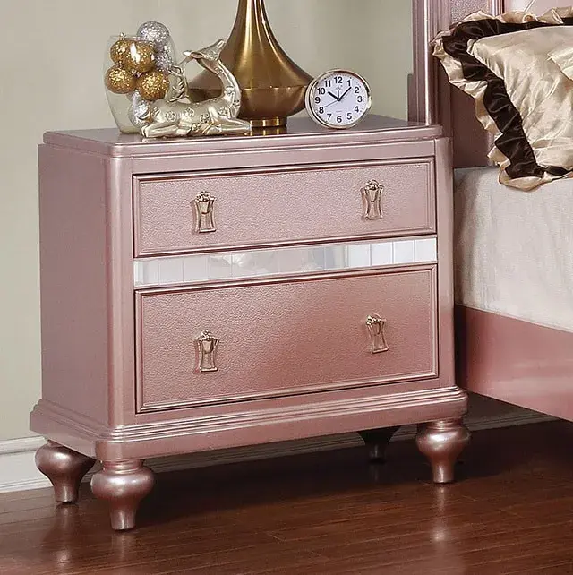 Contemporary Rose Gold Nightstand — Nightstand, view 7