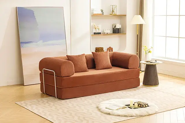 Contemporary Rustic Brown Sofa — Sofa, view 3