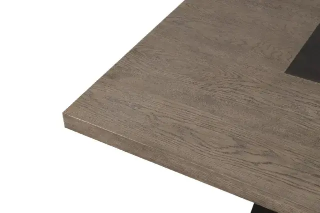 Contemporary Rustic Oak/Dark Walnut Dining Set — Dining Table, view 3