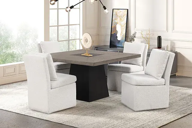 Contemporary Rustic Oak/Dark Walnut Dining Set — Dining Table, view 8