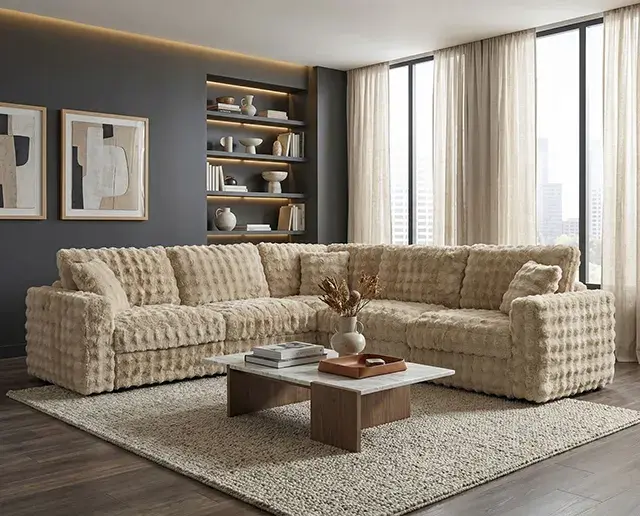 Contemporary Sand Sectional Sofa — Sofa, view 3
