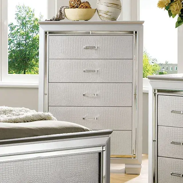 Contemporary Silver Nightstand — Nightstand, main view