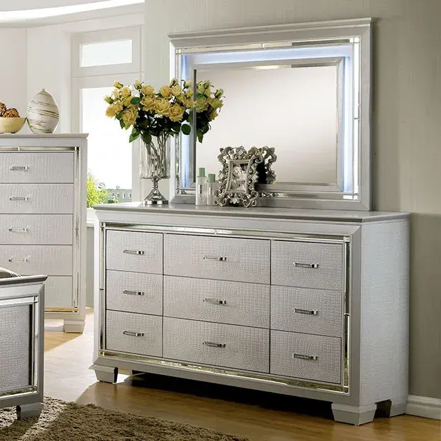 Contemporary Silver Nightstand — Nightstand, view 3