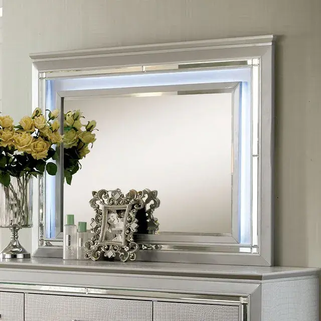 Contemporary Silver Nightstand — Nightstand, view 4