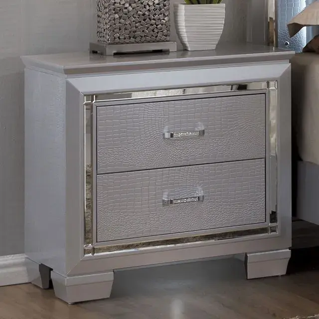 Contemporary Silver Nightstand — Nightstand, view 5