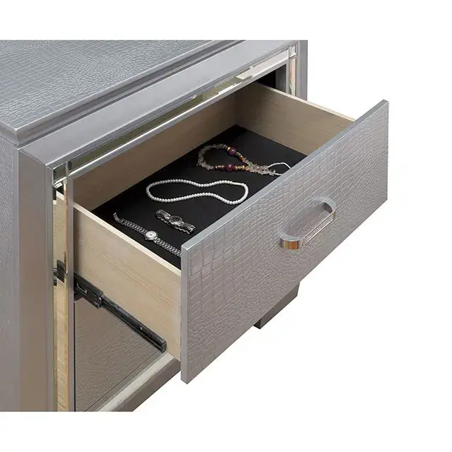 Contemporary Silver Nightstand — Nightstand, view 7