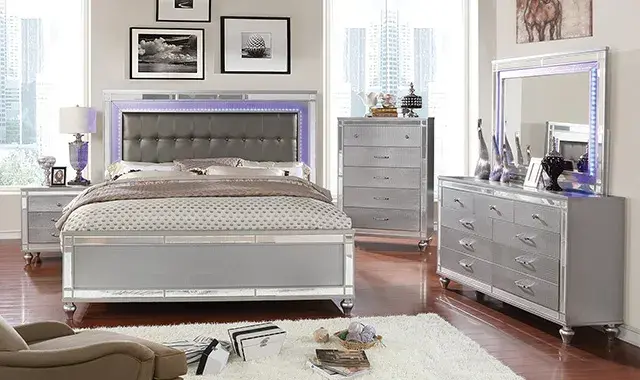 Contemporary Silver Nightstand (Brachium) — Nightstand, main view