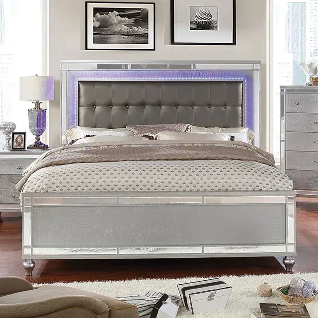 Contemporary Silver Nightstand (Brachium) — Nightstand, view 2