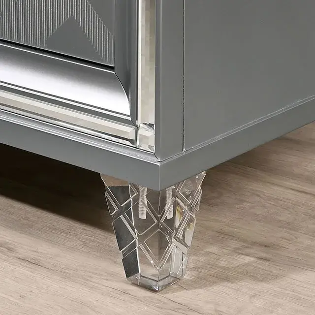 Contemporary Silver Nightstand (Emmeline) — Nightstand, view 4