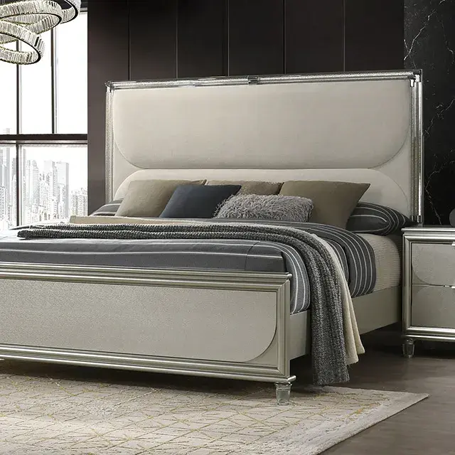 Contemporary Silver Nightstand (Sheridan) — Nightstand, main view