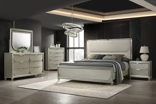 Contemporary Silver Nightstand (Sheridan) — Nightstand, view 2