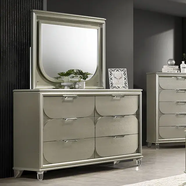 Contemporary Silver Nightstand (Sheridan) — Nightstand, view 3