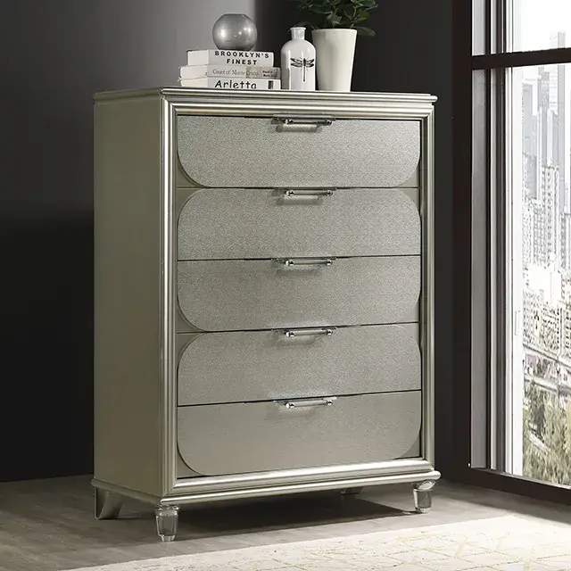 Contemporary Silver Nightstand (Sheridan) — Nightstand, view 5