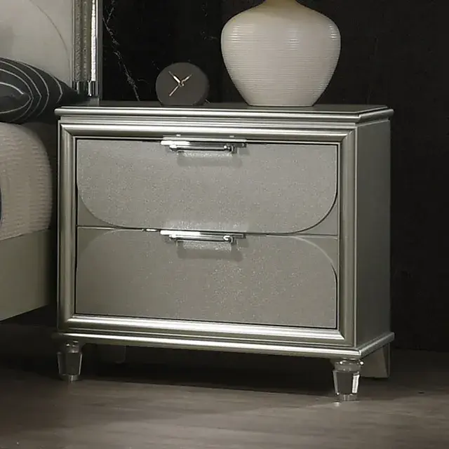Contemporary Silver Nightstand (Sheridan) — Nightstand, view 6