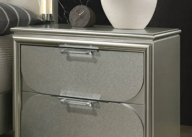 Contemporary Silver Nightstand (Sheridan) — Nightstand, view 7