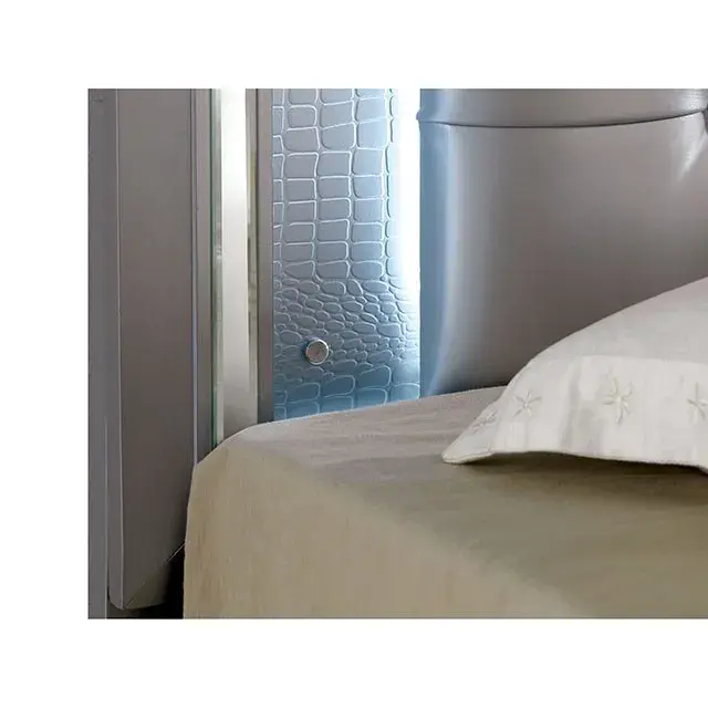 Contemporary Silver Queen Bedroom Set — Bed Frame, view 2